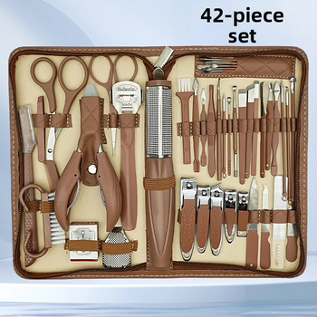 Σετ εργαλείων περιποίησης νυχιών για μανικιούρ και πεντικιούρ: νυχοκοπτικό, τσιμπίδες για αυλάκια νυχιών, μαχαίρι φρυδιών, λίμα ποδιών και πολύλειτουργικά τσιμπιδάκια – χάλυβας άνθρακα, ανοξείδωτος χάλυβας και πλαστικό