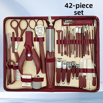 Σετ εργαλείων περιποίησης νυχιών για μανικιούρ και πεντικιούρ: νυχοκοπτικό, τσιμπίδες για αυλάκια νυχιών, μαχαίρι φρυδιών, λίμα ποδιών και πολύλειτουργικά τσιμπιδάκια – χάλυβας άνθρακα, ανοξείδωτος χάλυβας και πλαστικό