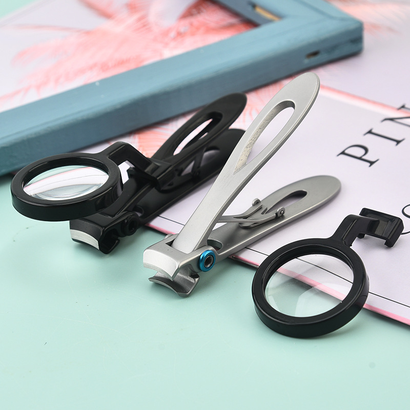 Moonhao неръждаеми ножици за нокти с лупа, голям отвор, плосък дизайн