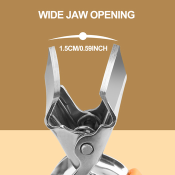 Νυχιών κοπτικό εργαλείο με μεγάλο άνοιγμα, μυτερές άκρες, κεκλιμένο στόμιο; πλαστικό + ανοξείδωτο ατσάλι; 36 g