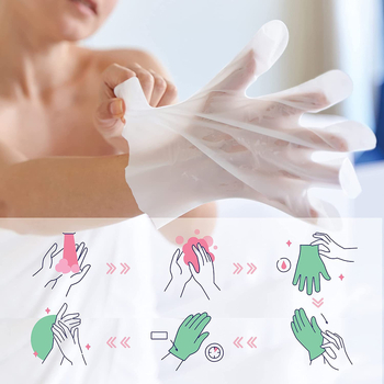 Лавандова маска за ръце – аминокиселини, лавандово етерично масло, натриев хиалуронат; тънък лист; нето съдържание: 18; Ефективност: овлажняваща, хидратираща, изсветлява тена на кожата