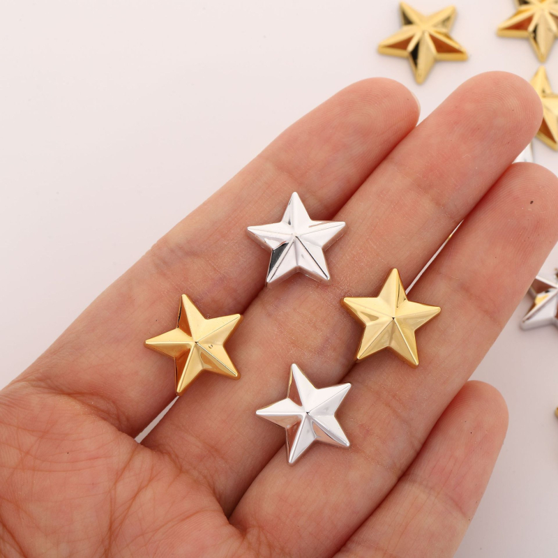 Accesorii DIY pentru bijuterii cu stea cu cinci colțuri din rășină, componente din plastic electroplacate, origine Zhejiang, primăvara 2023