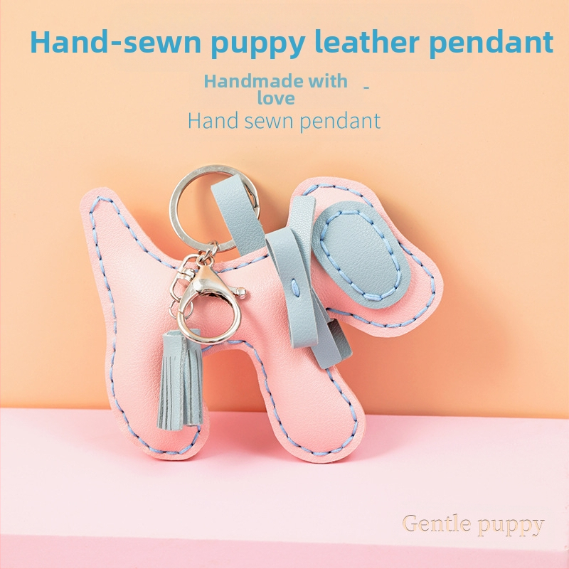 Rokām darināts PU ādas suņu atslēgu piekariņš, somas aksesuārs, roku šūts, stils Lovable wind, piemērots dāvanai