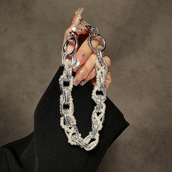 Ланярд за мобилен телефон, сплавен материал, ръчна изработка, женски стил, въже от сплав с метална катарама, персонализация: възможна