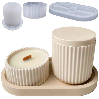 Σετ τριών σιλικόν καλουπιών για ρητίνη εποξειδική DIY διακοσμητικά επιτραπέζια, μη συμμετρικά σχέδια, δίσκος και βάζο