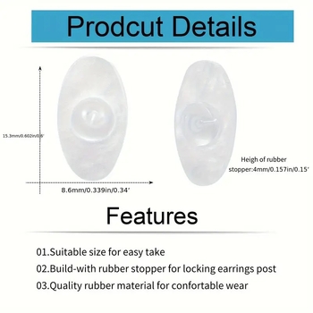 Zy Jewelry Silikono širdies formos ausų laikikliai, 20 vnt., injekcinis formavimas