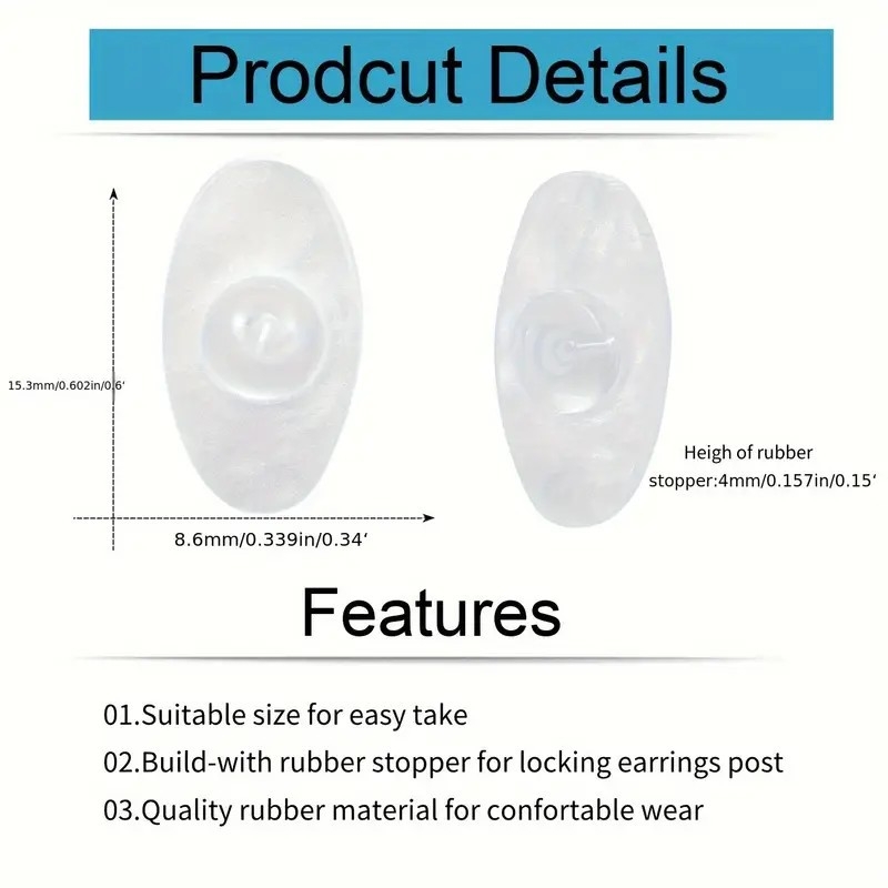 Zy Jewelry Silikono širdies formos ausų laikikliai, 20 vnt., injekcinis formavimas