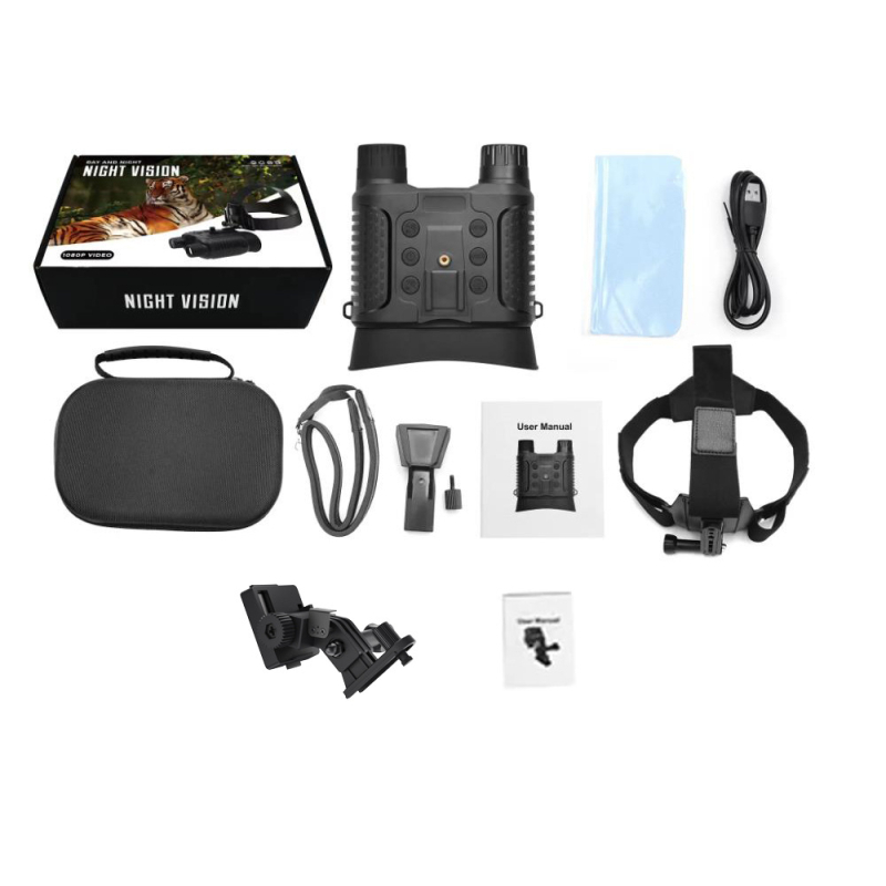 Infraraudonųjų spindulių naktinis regėjimas ant galvos NV8160 (10x optinis priartinimas; 8x skaitmeninis priartinimas; 25 mm objektyvas; 400 m spindulys; 3,7 V maitinimas)