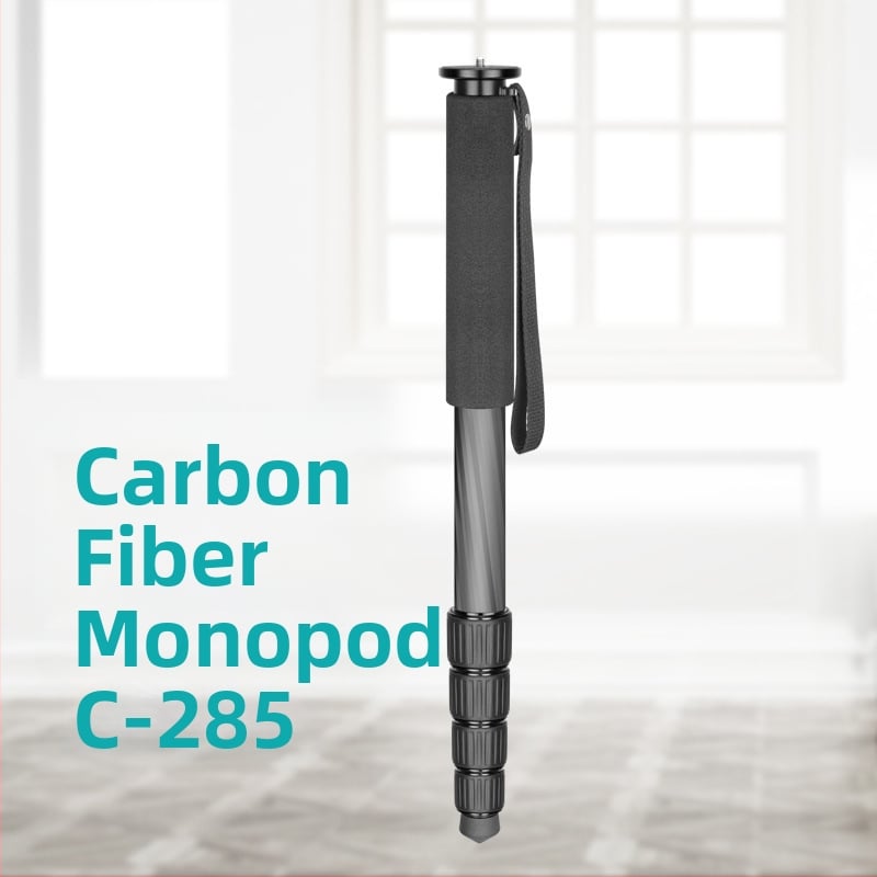 Μονόποδο ανθρακονημάτων C-285 για φωτογραφικές μηχανές και κινητά τηλέφωνα, αντοχή φόρτου 6–10 kg, βάρος 0,39 kg