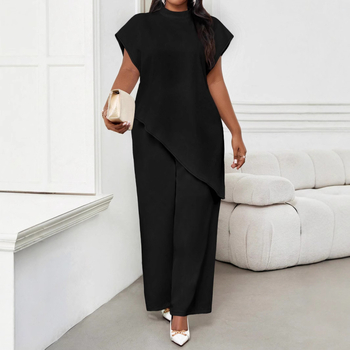 Γυναικείο casual κοστούμι με ίσια παντελόνια, σακάκι, 3/4 μανίκια, πολυεστέρας, 90–95% πολυεστέρας, διανοητικό στυλ, άνοιξη 2025