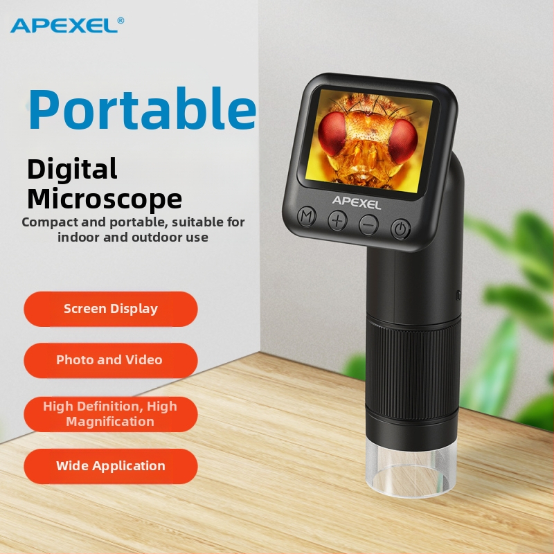 APEXEL skaitmeninis mikroskopas, 800x didinimas, aukštos raiškos vaizdas, biologiniam stebėjimui ir juvelyrinių dirbinių identifikavimui, švietimui ir tyrimams