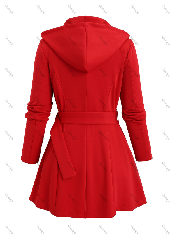 Moteriška žieminė striukė su gobtuvu ir užtrauktuku, poliesteris, ilgas kirpimas, siauras siluetas, kišenės