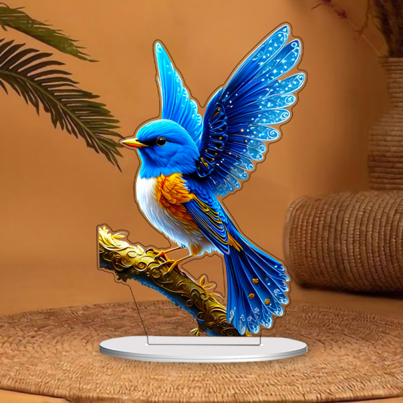 Акрилен настолен декор с карикатурни птици, UV печат, модерен арт стил