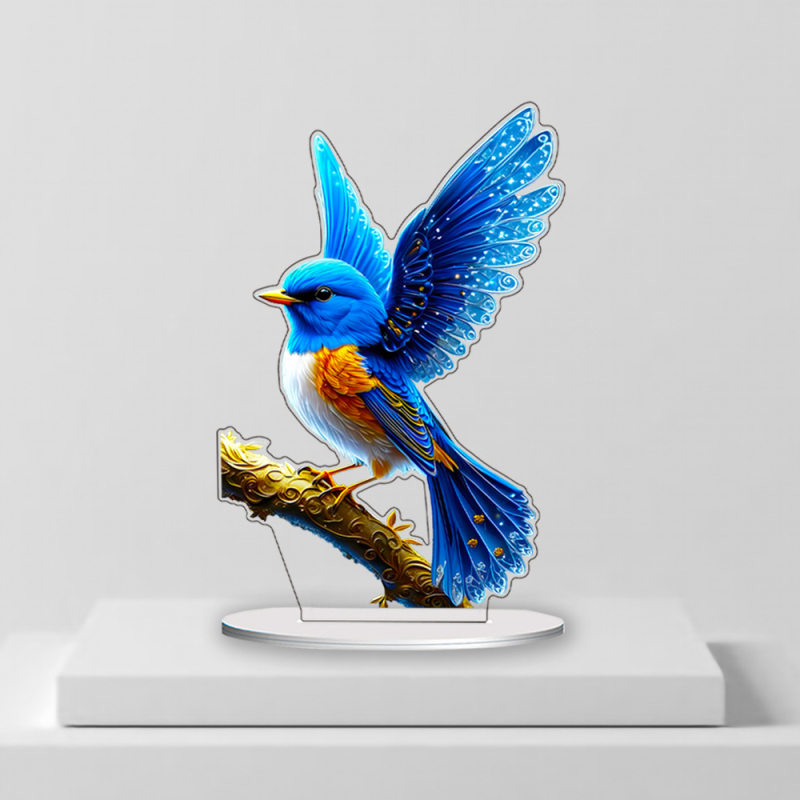Акрилен настолен декор с карикатурни птици, UV печат, модерен арт стил