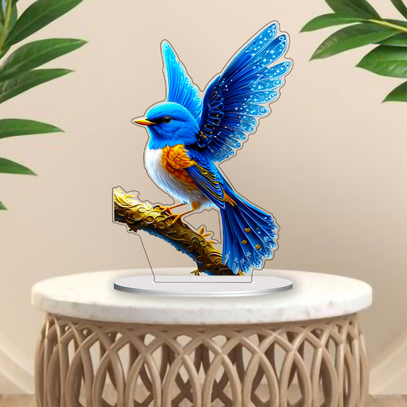 Акрилен настолен декор с карикатурни птици, UV печат, модерен арт стил