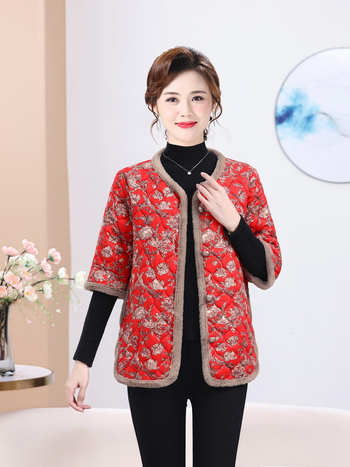 Дамско яке с поларено подплатяване и памучна подплата, зима 2024, полиестерова тъкан над 95%, стил country