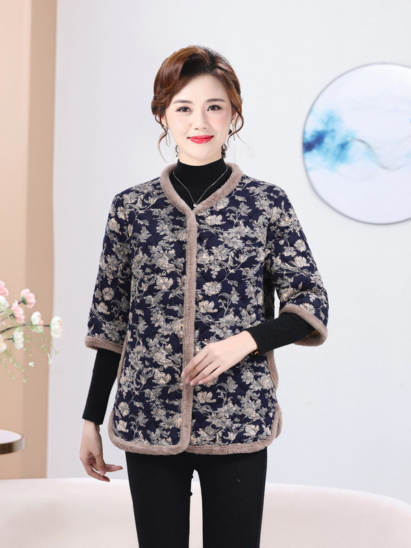 Дамско яке с поларено подплатяване и памучна подплата, зима 2024, полиестерова тъкан над 95%, стил country