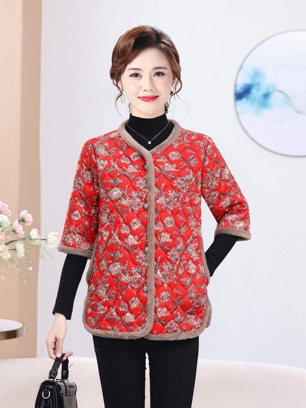 Дамско яке с поларено подплатяване и памучна подплата, зима 2024, полиестерова тъкан над 95%, стил country