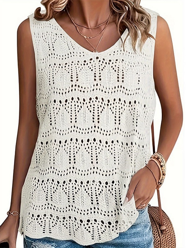 Κάλυμμα παραλίας από πλεκτό διάτρητο σχέδιο, V-λαιμό, προστασία από τον ήλιο; Υφή ακρυλικό 90%, Επένδυση ακρυλικό 95%