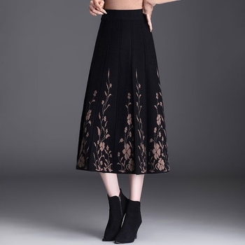 Φούστα Α-γραμμής • μεσαίου μήκους • ύφασμα από μεταλλικό σύρμα • μικροελαστικότητα • εκτύπωση