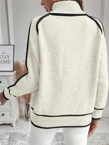 Pulover tricotat unisex în stil Y2K vintage, țesătură poliester-spandex, guler rotund, mâneci lungi, model 3D, grosime medie