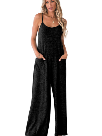 Ολόσωμη φόρμα χωρίς μανίκια, ψηλή μέση, φαρδιά παντελόνια, πολυεστέρας, street hipster στυλ