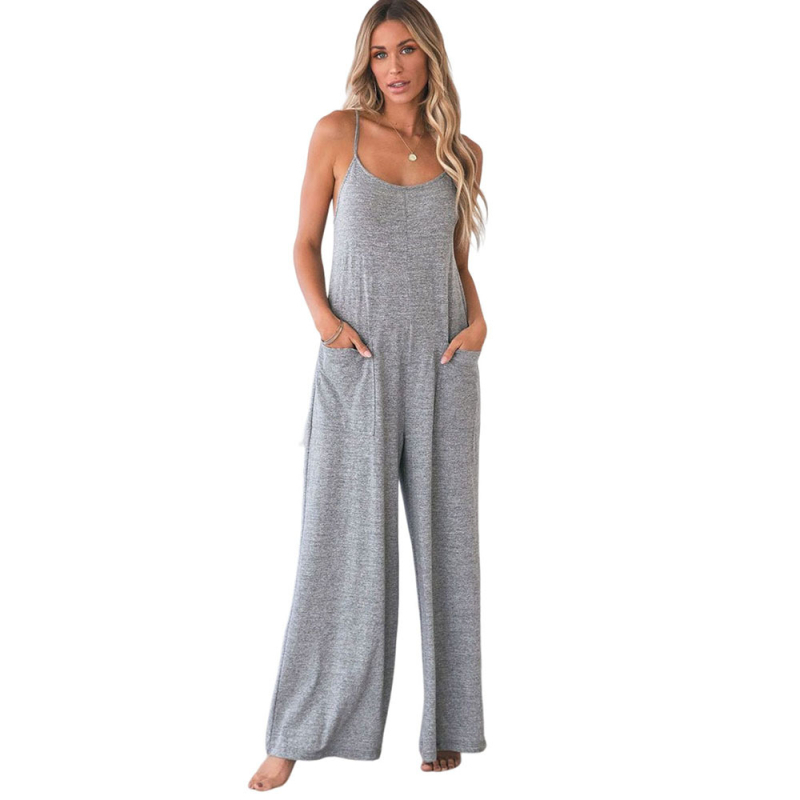 Ολόσωμη φόρμα χωρίς μανίκια, ψηλή μέση, φαρδιά παντελόνια, πολυεστέρας, street hipster στυλ