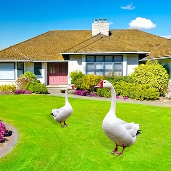 2D акрилна бяла гъска за градина – градински колчета, външна коледна декорация за двор, симулирано малко животно, дворна табелка за монтаж (Материал: Акрил; Стил: Пасторален; Процес: Печат; Празник: Коледа)