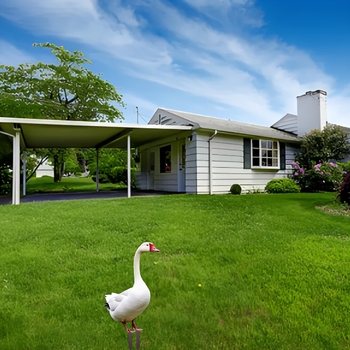 2D акрилна бяла гъска за градина – градински колчета, външна коледна декорация за двор, симулирано малко животно, дворна табелка за монтаж (Материал: Акрил; Стил: Пасторален; Процес: Печат; Празник: Коледа)