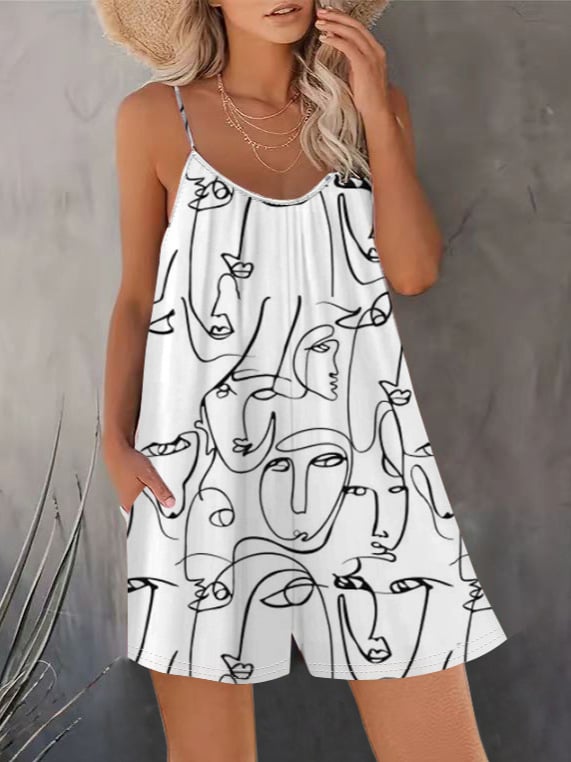Bez rukava jumpsuit od poliestera – Casual stil, srednji pojas, straight kroj, tročetvrtinska dužina hlača, ljeto 2024