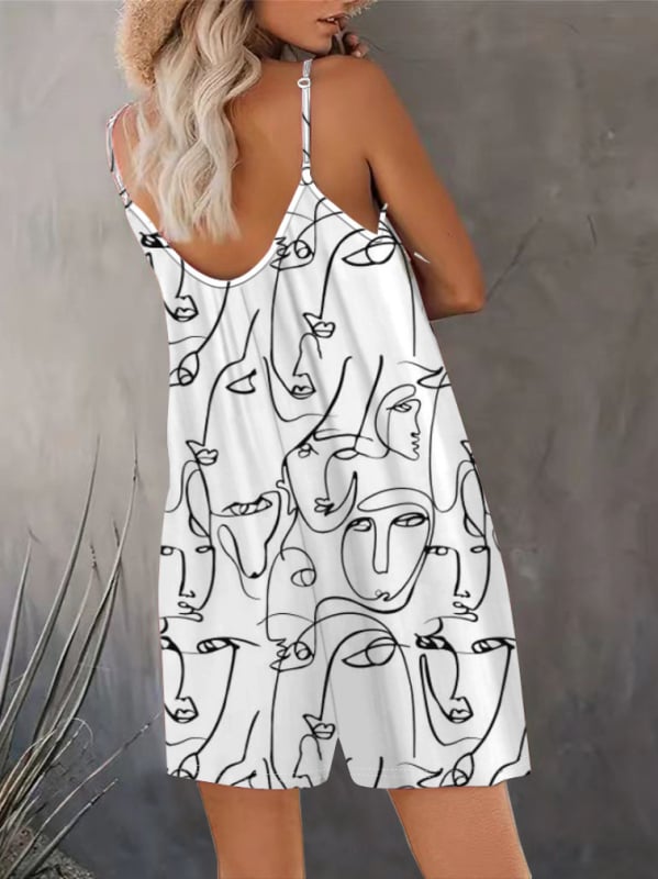 Bez rukava jumpsuit od poliestera – Casual stil, srednji pojas, straight kroj, tročetvrtinska dužina hlača, ljeto 2024