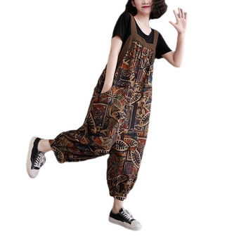 Γυναικείος ολόσωμος φορμά με τιράντες – εκτύπωση, cropped μήκος, καλοκαιρινό casual στυλ, χαλαρή γραμμή; ύφασμα πολυεστέρας, κύρια σύνθεση βινylon