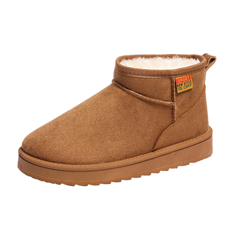 Γυναικείες χιονικές μπότες με επένδυση φλίς, χαμηλός αστράγαλος, στρογγυλή μύτη, καουτσούκ σόλα