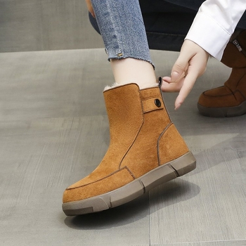 Μποτάκια χιονιού σε βρετανικό στυλ, πλευρικό φερμουάρ, PU επάνω μέρος, σόλα από καουτσούκ