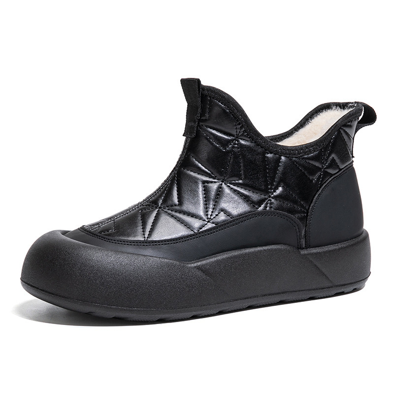 Γυναικείες χειμωνιάτικες μπότες με επένδυση γούνας, αδιάβροτα, μεσαίου ύψους PU χιονομπότες, 3–5 cm τακούνι