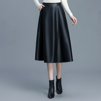 Φούστα Α-γραμμής midi μήκους, με υψηλή ζώνη, πολυεστερικό ύφασμα, μικροελαστικότητα, σιλουέτα ομπρέλα