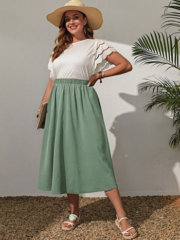 Μίντι φούστα με ραφές σε στυλ κολλάζ, μίγμα πολυεστέρα-ελαστάνης, στυλ ιαπωνοκορεατικό άνετο