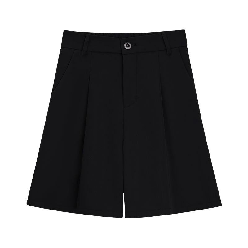 Sieviešu kostīmu šorti – augsts viduklis, hot pants garums, korejiešu stila taisa silueta, audums: spandeks un šifons