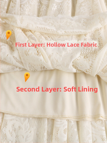 Α-γραμμής μίντι φούστα από πολυεστέρα, ψηλή μέση, διάτρητη δαντέλα crochet με 3D μοτίβο, κλασικό ρετρό στυλ λογοτεχνίας και τέχνης