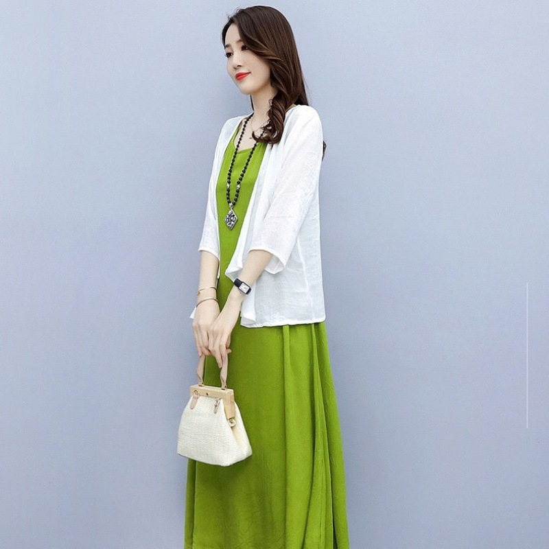 Γυναικείος εξωτερικός cardigan από κάνναβη, Slim Fit, ελαφρύ, 3/4 μανίκια, V-λαιμός