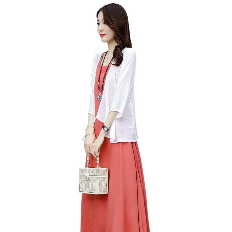 Γυναικείος εξωτερικός cardigan από κάνναβη, Slim Fit, ελαφρύ, 3/4 μανίκια, V-λαιμός