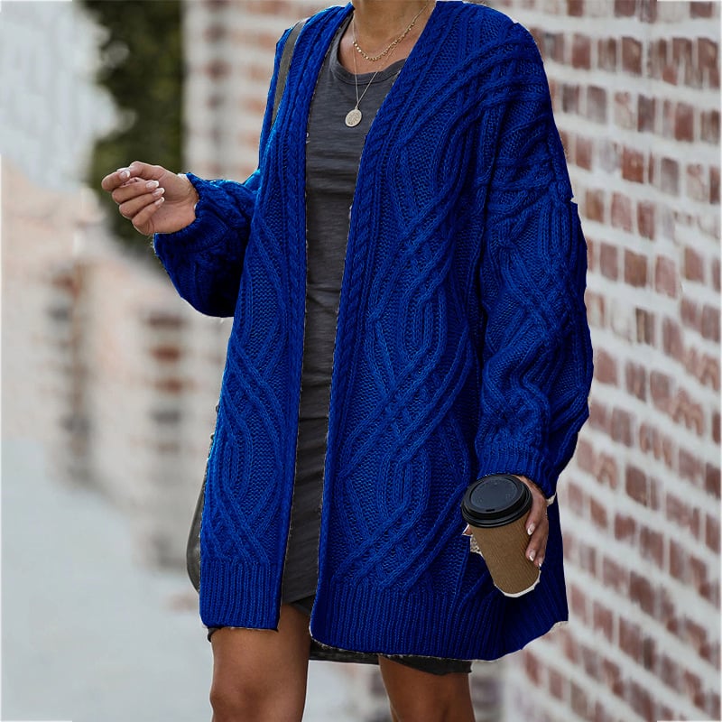 Ženski kardigan, akrilno vlakno, geometrijski uzorak, srednja debljina, elegantan gradski stil, duljina 50–65 cm