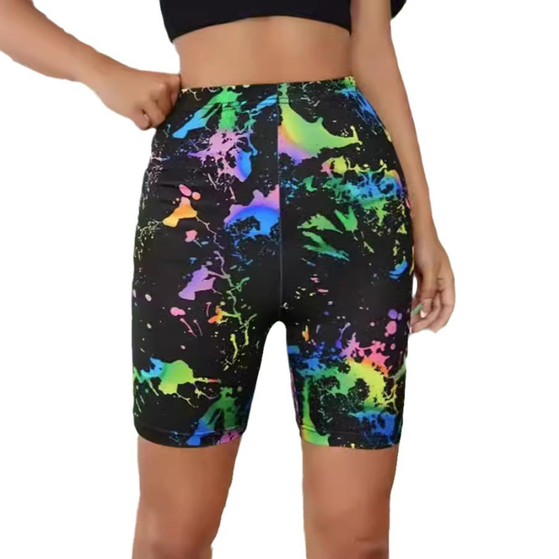 Ženske kratke hlače s leopard printom, elastični materijal, srednja talija, tijesna silueta, 3/4 dužina, 90–95% elastan