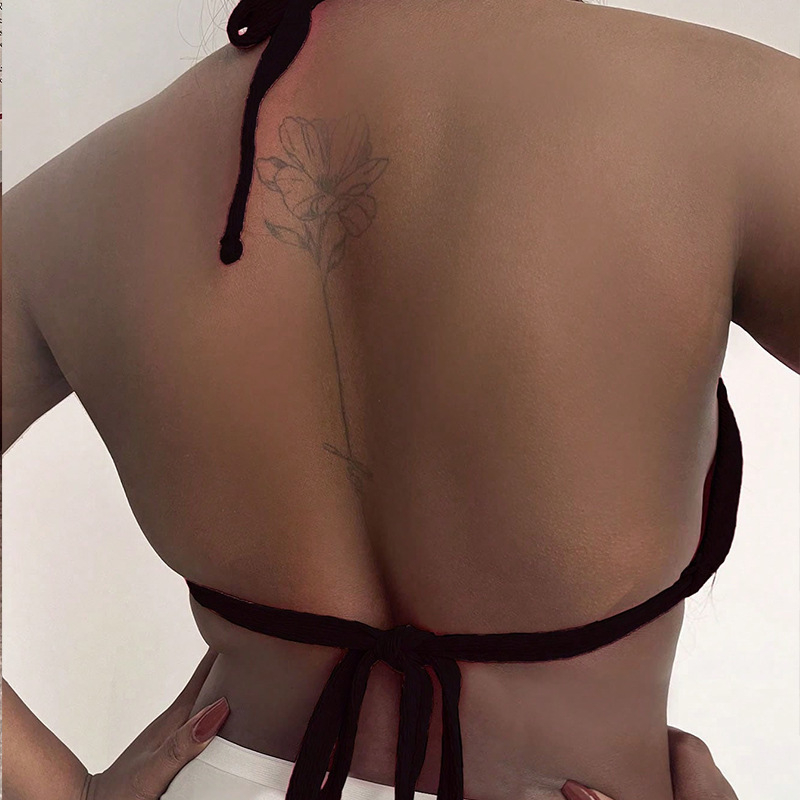 Top de bikini triunghiular pentru femei, cu bureți pentru sâni, fără spate, poliester cu uscare rapidă