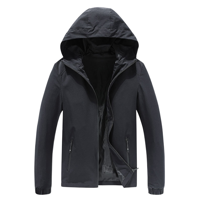 Muška jakna s kapuljačom, slim-fit, korejskog stila, za proljeće i jesen; tkanina od bambus vlakana, poliester 100%.