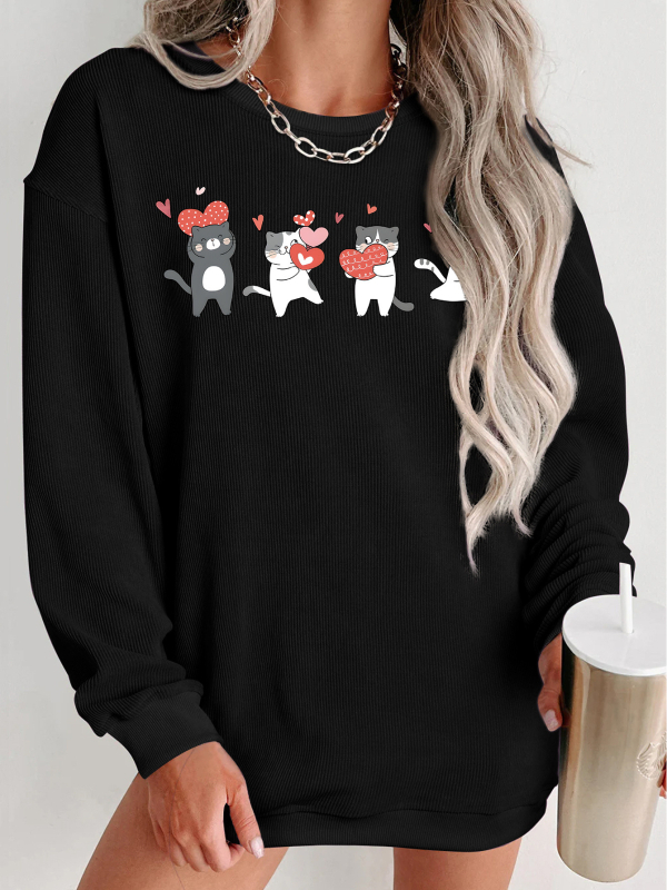 HOOKONYOU Ženski hoodie s okruglim izrezom – širok kroj, tisak