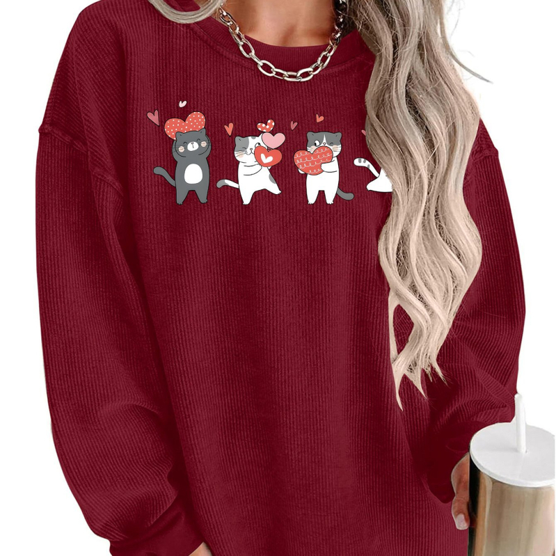 HOOKONYOU Ženski hoodie s okruglim izrezom – širok kroj, tisak