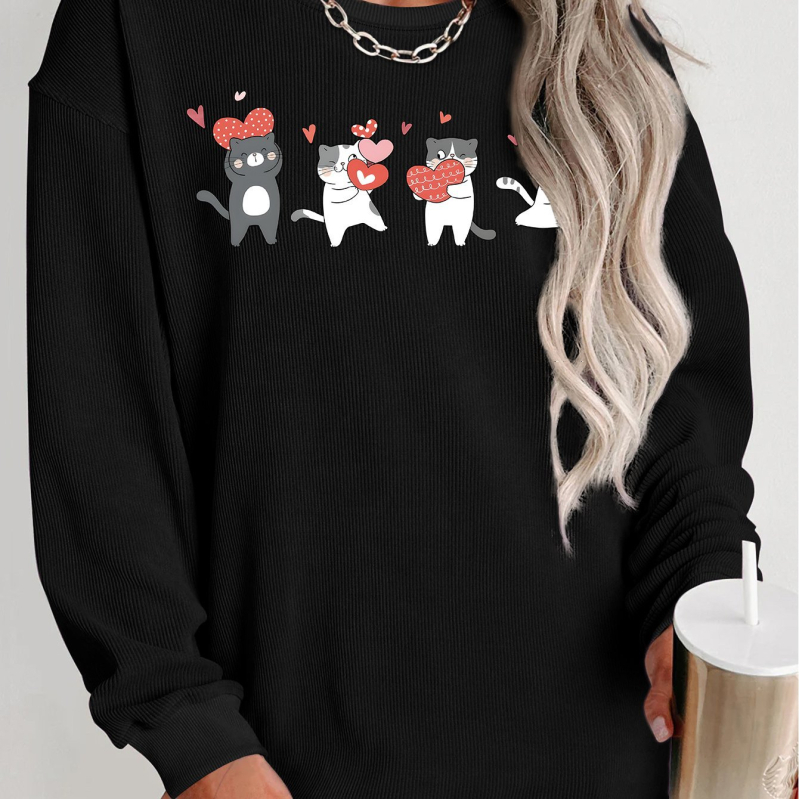 HOOKONYOU Ženski hoodie s okruglim izrezom – širok kroj, tisak