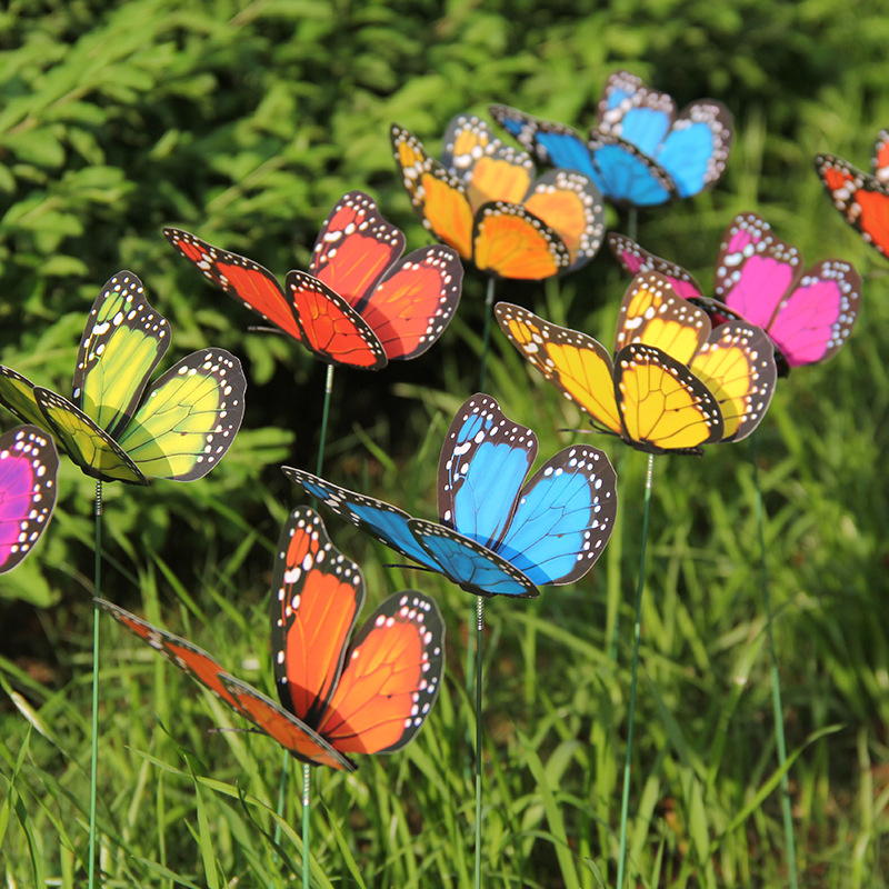 Dekorativni simulirani insekt Golden Butterfly, PVC materijal, proces tiskanja, PP vrećica