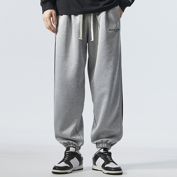 Άνετα παντελόνια, κορεατικού στυλ, μακρύ παντελόνι, παντελόνι ευθείας γραμμής, μεσαία μέση, ριγέ